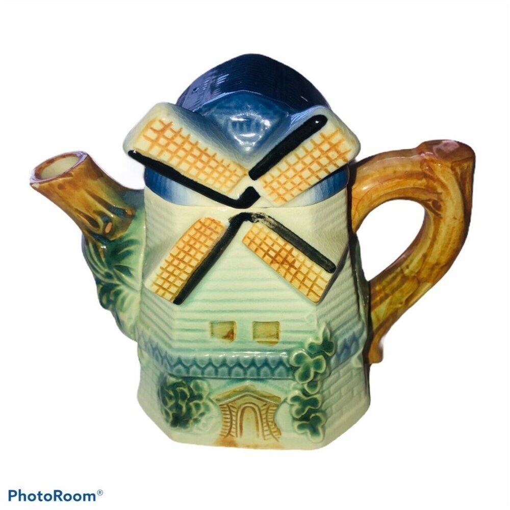Sakura Windmill House Ceramic Mini One Cup Collectible Teapot - Picture 2 of 11